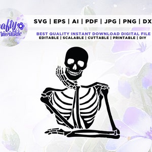 Aburrido Esqueleto Svg, Divertido Gótico Svg, Silueta, Png, Cricut, Png, Svg, sublimación, Esqueleto Svg, Esqueleto Png, archivo recortado, descarga instantánea