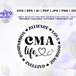 cma life svg, svg infirmière autorisée, fichiers pour cricut, conception de chemise d'infirmière, svg de vie d'infirmière, téléchargement immédiat, infirmière diplômée PNG