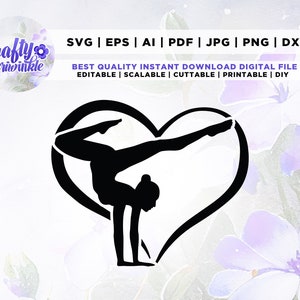 Gymnast Monogram SVG, Turnen Love SVG, Turnen SVG Design, Cricut, Png, Svg, sublimatie, Turner, Silhouet, Cameo, Vinyl Cut