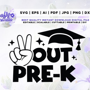 プレK SVG、プレK卒業SVG、幼稚園卒業祝い、デジタル昇華、2022年最終登校日、子供向けPNG、シルエット、Cricutファイル