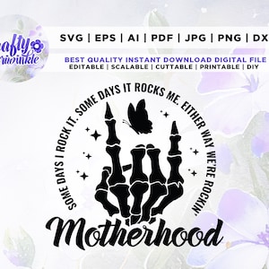 Maternidad algún día lo rockearé SVG, diseño de moda, divertido esqueleto de roca de maternidad png, Cricut, Png, Svg, sublimación