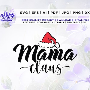 Mama Claus SVG, Natale Svg, Camicia di Natale Svg, Mamma Natale, Merry Mama Svg, Mama Claus Camicia Svg, Mama Elf Svg, Cricut, Png, Svg