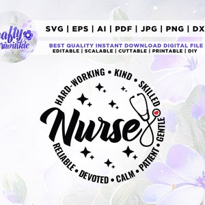 Nurse svg , Nurse Png, Cricut, Png, Svg, sublimation, Nurse Svg design, Dedicated Nurse, Cut File, Silhouette, Instant Download, Skilled