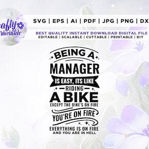 Ser Gerente é fácil, é como andar de bicicleta Svg, Boss Svg, Cricut, Png, Svg, sublimação, Boss Man Svg, Boss Woman Svg,Instant Download