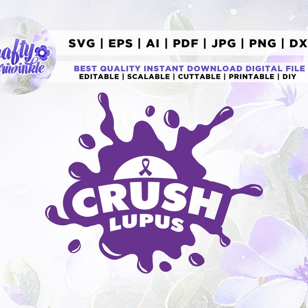 Crush Lupus, lupus awareness, Crush Breast Cancer, Cancer Awareness Svg, Ribbon Svg, Breast Cancer svg, Breast Cancer png, Svg, cut file,