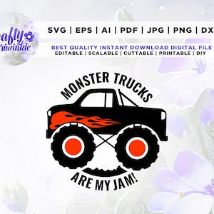 Monster Trucks my jam svg, svg Monster, my jam svg, camion svg, svg voiture, svg tout-terrain, camion png, svg véhicule, gros camion svg, sublimation.