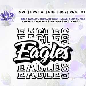 Eagles Tee Svg, Eagles Svg, Eagles Shirt Svg, School Spirit, Cute Design, Cut File, Cricut, Png, sublimation, silhouette, instant download