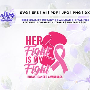 Haar gevecht is mijn gevecht Svg, borstkanker Svg, Cricut, Png, Svg, sublimatie, Pink Ribbon Svg, Fight Cancer Svg, Breast Cancer Shirt, Borst