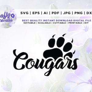 Cougars svg, Cougar svg, Mascotte, School svg, clipart, sublimatie, gesneden bestand Cougars png, Cougar png, Cricut, digitale bestanden, Clipart