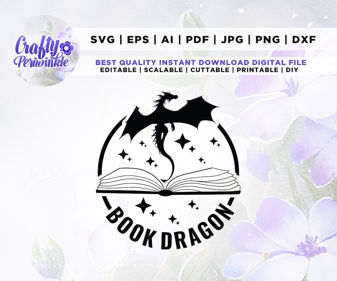 Book Dragon SVG, Bookworm Svg, Dragon Book Lover Svg, Librarian Svg