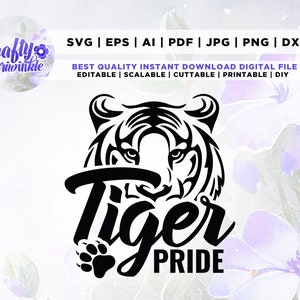 Tiger Pride svg, fierté svg, tigre svg, Tiger Mascot Design, tigres svg, chemises svg, Tiger Tee Design, Tiger Pride png, cricut
