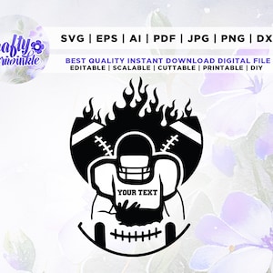 Personalized Football Player svg, American Football Player Svg, custom player svg, football team name svg, Cricut, Png, Svg, sublimation,