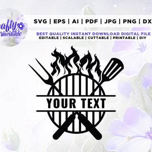 Grillen SVG, BBQ-SVG, grill SVG, papa SVG, grill master SVG, koken SVG, vader SVG, keuken SVG, monogram SVG, naam frame SVG, grill naam,