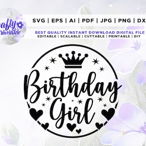 Geburtstagskind SVG, freche Geburtstagskind Party Cricut, süße Prinzessin Geburtstagskind, Geschenk für Nichte Enkelin SVG, Eisen auf Png, Dateien schneiden,