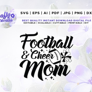 Football Mama, Cheer Mom, Cheerleader Mom Svg, Cricut, Png, Svg, sublimation, Football and Cheer, Football Cheer, Fall Sports, instant
