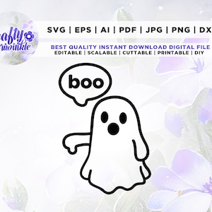 Boo Ghost Thumb down svg, Boo Ghost Cute Halloween Design SVG, Cricut, Png, Svg, sublimation, instant download, Halloween svg,