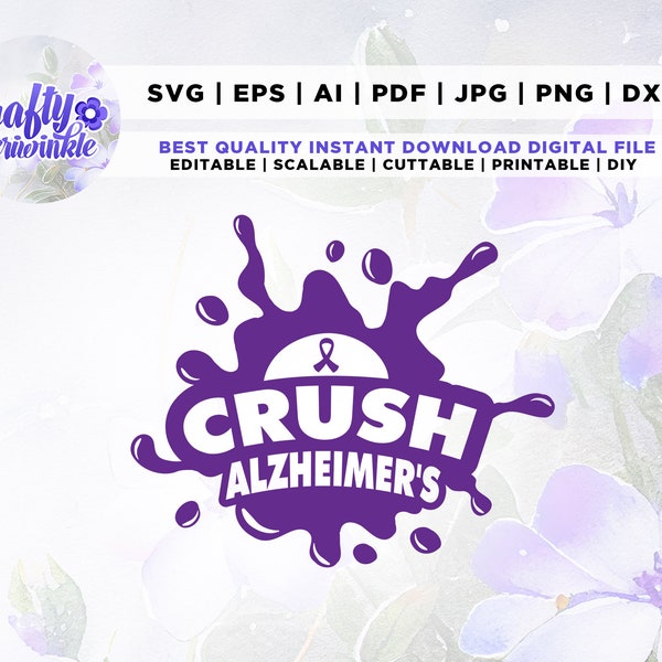 Crush Alzheimer's Svg, Awareness, Alzheimer's Svg, Alzheimer's Crush, Alzheimer's, Alzheimer's Ribbon Svg, Alzheimer's Ribbon