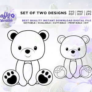 Teddy Bear SVG, Cricut Cut files, Silhouette, Cute Bear Coloring page svg, Bear outline svg, Teddybear svg, silhouette, files for cricut,