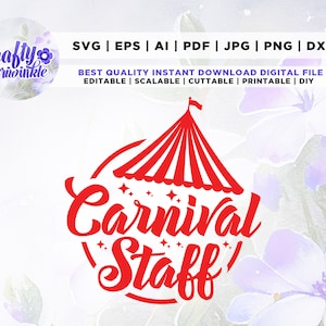 Carnaval Personeel SVG, Circus Verjaardag Shirt, Circus Thema Verjaardag, Cricut, Png, Svg, sublimatie, Circus Verjaardag Shirt, Verjaardag outfit