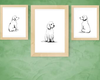 Minimalist Dog Line Art Print Set | Modern Pet Portrait (Digital Download)