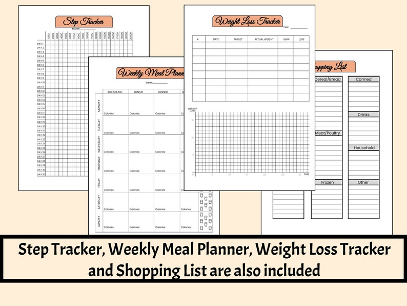 Fitness Planner, Weight Loss Tracker, Weekly Workout Planner, Fitness Journal, Habit Tracker