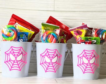 Superhero Pink Spider Party Pails