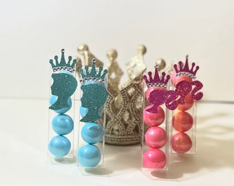 Princess/Prince Party Favors, Royal Party, Barbie and Ken Party, Candy, gum-balls