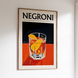 Negroni Drink Art Print, Painting Style
