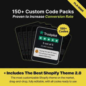 150+ Shopify Liquid Codes + Theme | Shopify 2.0 Website Theme | Conversion Focused Design | No Code Needed | Easy to Install | PLR/MRR