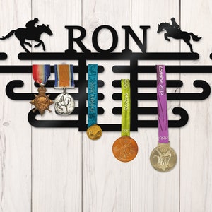 Custom Horse Riding Medal Holder, Riding Horse Metal Sign, Horse Show Medal Hanger, Metal Sign Medal Display Rack, Equestrian Team Gift