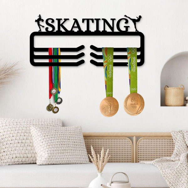 Persnolized  Sketing Medal Holder, Figure Skater Medal Hanger, Skate Award Display, Figure Skating Custom Name, Roller Skates Medal Holder