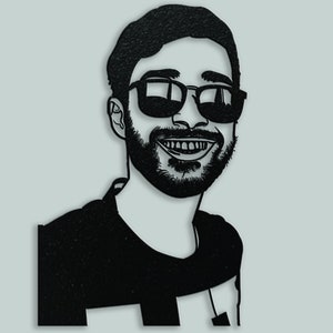 Arte de pared de metal de cara masculina - Arte de monograma personalizado - Regalo de cumpleaños para ella - Corte de metal de signo de foto - Colgantes interiores al aire libre -Arte de pared de decoración del hogar