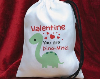 Lovely Valentine's Day Party Bags - Cute Dinosaur Custom Favor Bags - Valentine Couples Name Bags  - Love Quote Printed Bags - Party Bags