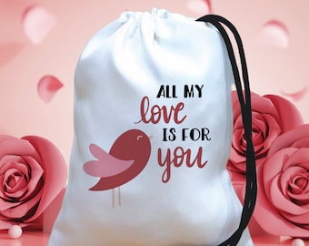 All My Love Is For You Party Bags - Valentine's Quote Gift Bags - Red Love Heart Party Bags -  Ocasional Favor Bags - Remembrance Print Bag