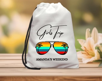 Girls Trip 2023 Favor Kits - Girls Weekend Gifts - Personalized Girls Trip Glass Bags - Bachelorette Party Favor Bags - UV Printing Bags