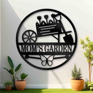 Customized Cart Garden Metal Sign - Gardener Name Gift - Customized Mother's Day Decor - Garden Accessories Sign - Unique Gifts for Mom