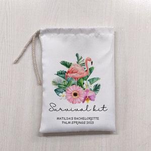Custom Flamingo Survival Kit Bags - Bachelorette Party Favor Bags - Recovery Kits - UV Printing Bags - Holiday Recovery Hangover Gift Bags