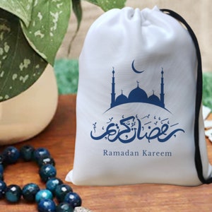 Personalized Ramadan Eid Gift Bags with Name Ramadan Favor Bags Eid Gift Pouches for Kids Ramadan Gift Bag Sacks UV Printing Bags image 3