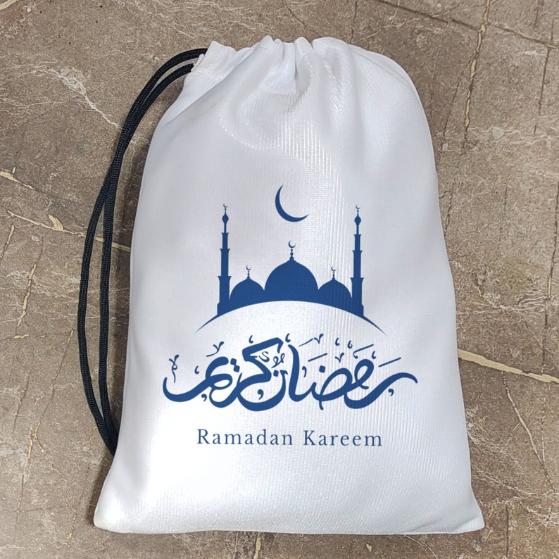 Personalized Ramadan Eid Gift Bags with Name Ramadan Favor Bags Eid Gift Pouches for Kids Ramadan Gift Bag Sacks UV Printing Bags image 4