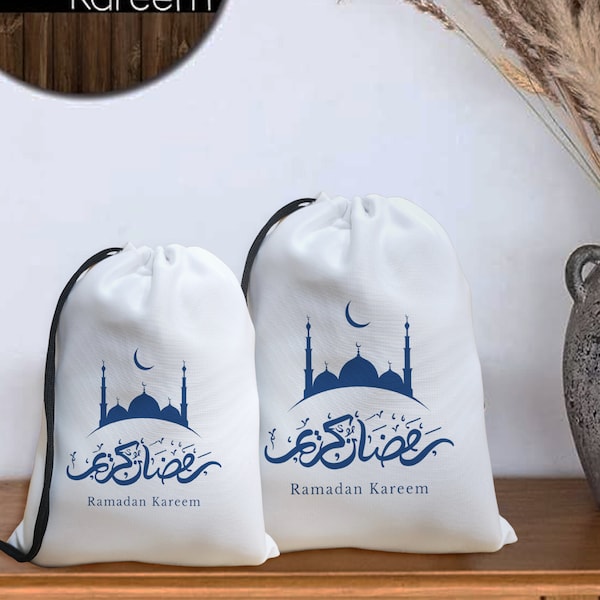 Personalized Ramadan Eid Gift Bags with Name - Ramadan Favor Bags - Eid Gift Pouches for Kids - Ramadan Gift Bag Sacks - UV Printing Bags