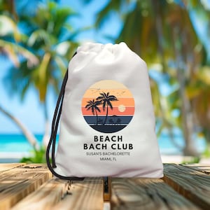 Destination Wedding Welcome Drawstring Favor Bags, Palm Tree Welcome Bags, Beach Wedding Welcome Bag,  Tropical Party Favors, Palm Tree Bag