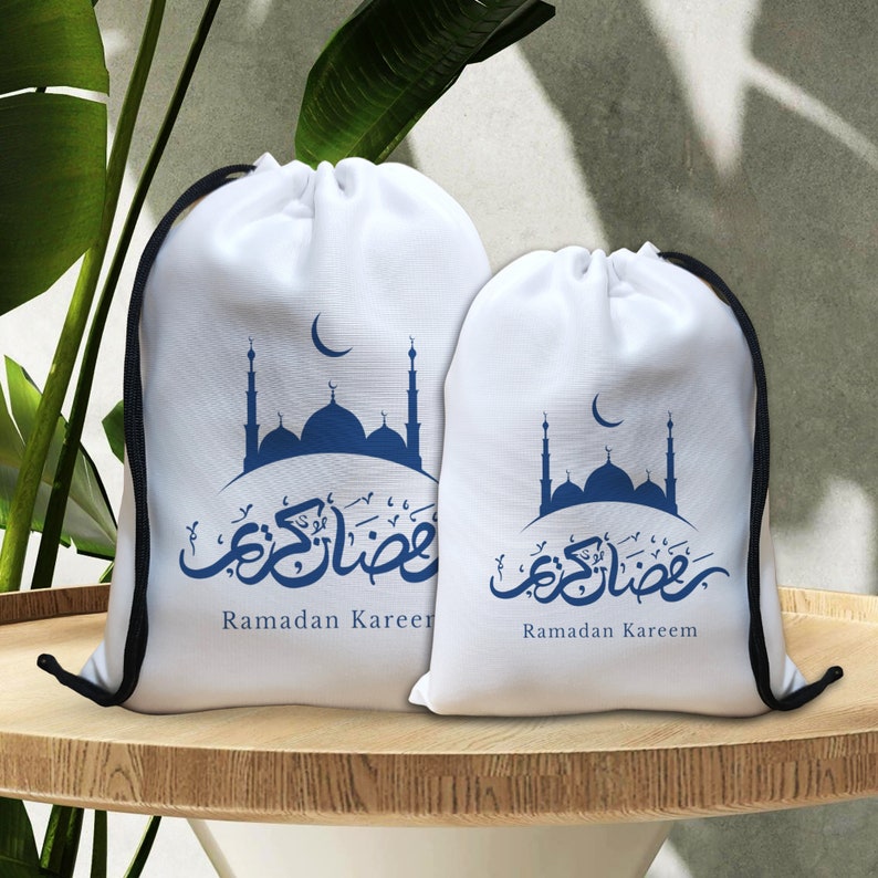 Personalized Ramadan Eid Gift Bags with Name Ramadan Favor Bags Eid Gift Pouches for Kids Ramadan Gift Bag Sacks UV Printing Bags image 2