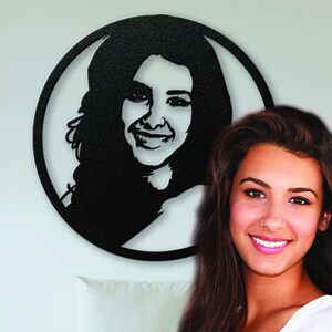 Diseño personalizado retrato decoración de metal de la foto - decoración de pared de metal femenino - arte abstracto de pared de metal - regalo de cumpleaños sorpresa para el mejor amigo