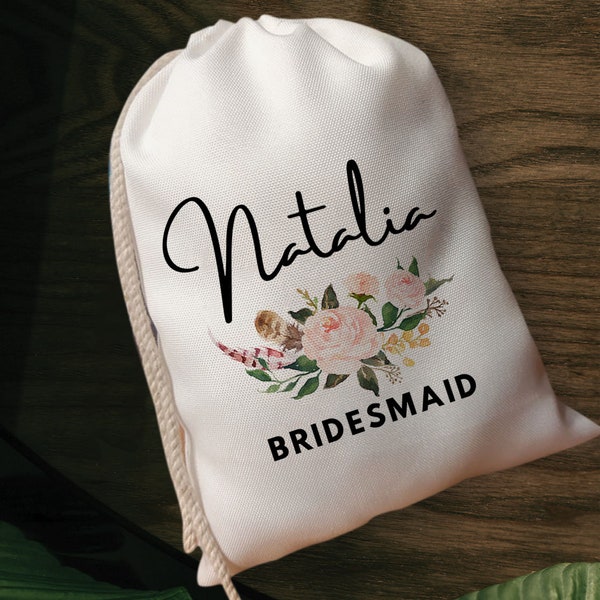 Personalized Bridesmaid Gift Bags - Gift Bags with Name - Bachelorette Party Gift, Treat Bags - Bridal Party Gift Bags - UV Printing Bags