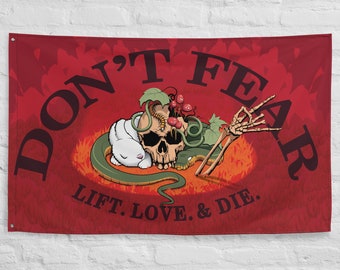 恐怖は嘘つき」旗、モチベーションを高めるジム旗、スカル壁掛け