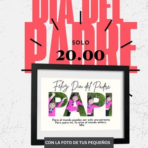Regalo Personalizado en Marco para el Día del Padre — Fotos de los Niños en las Letras &quot;PAPI&quot;