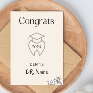 Personalized Graduation Card for Dentist Custom Name Printable Dental School Greeting Card Congratulations For Dentis Instant Download 5 * 7