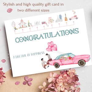 Felicitaciones por el día de tu boda Tarjeta imprimible Felicitaciones por la boda Plantilla de invitación de acuarela Tarjeta de matrimonio ilustrada felicitaciones