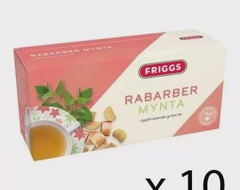 Friggs Rhubarb Mint Tea 10-pack (10x20 bags) - Swedish Tea