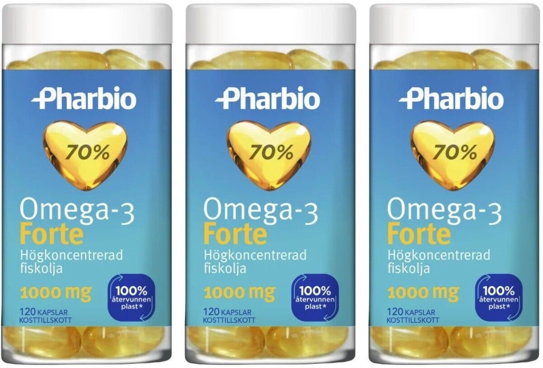 3 X Pharbio Omega3 Forte 120 Capsules 360 Capsules Total. Fishoil